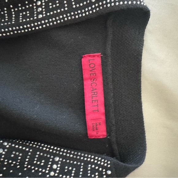 Sz M Love Scarlett black thin knit long sleeve open front cardigan. Embellished - Picture 12 of 12
